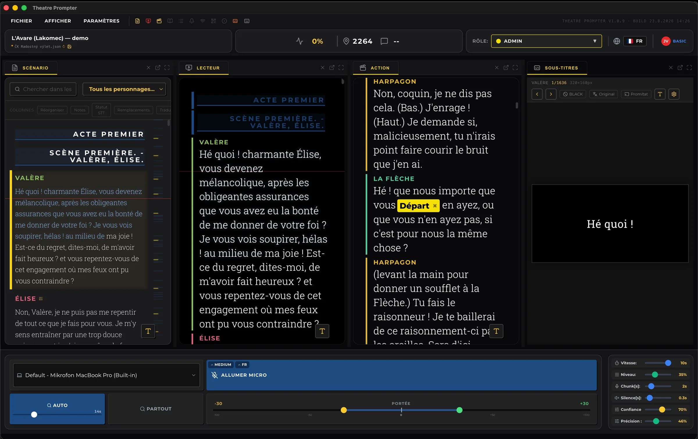 Theatre Prompter — L'Avare (FR)